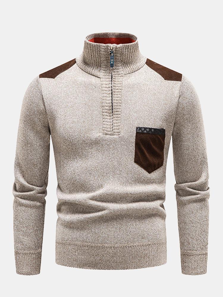Lorenz | Stilvoller Halb-Reißverschluss-Pullover mit Kontrasttaschen