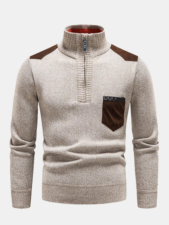 Lorenz | Stilvoller Halb-Reißverschluss-Pullover mit Kontrasttaschen