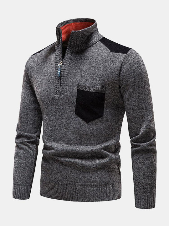 Lorenz | Stilvoller Halb-Reißverschluss-Pullover mit Kontrasttaschen
