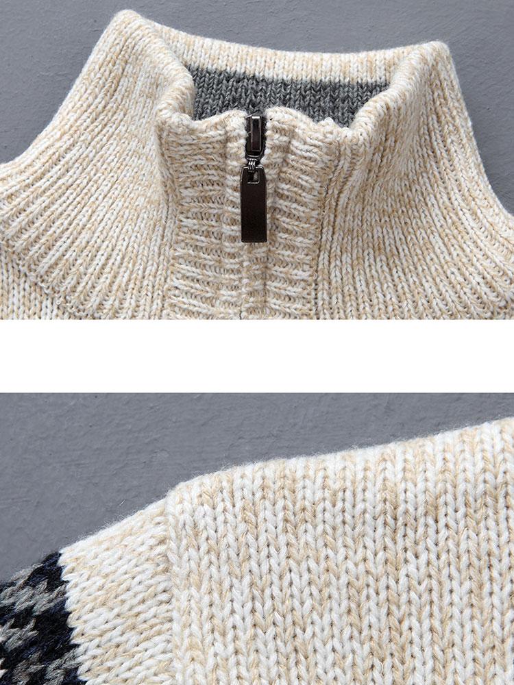 Cleo | Festive Moose Print Half Zip Sweater for Cozy Winter Style