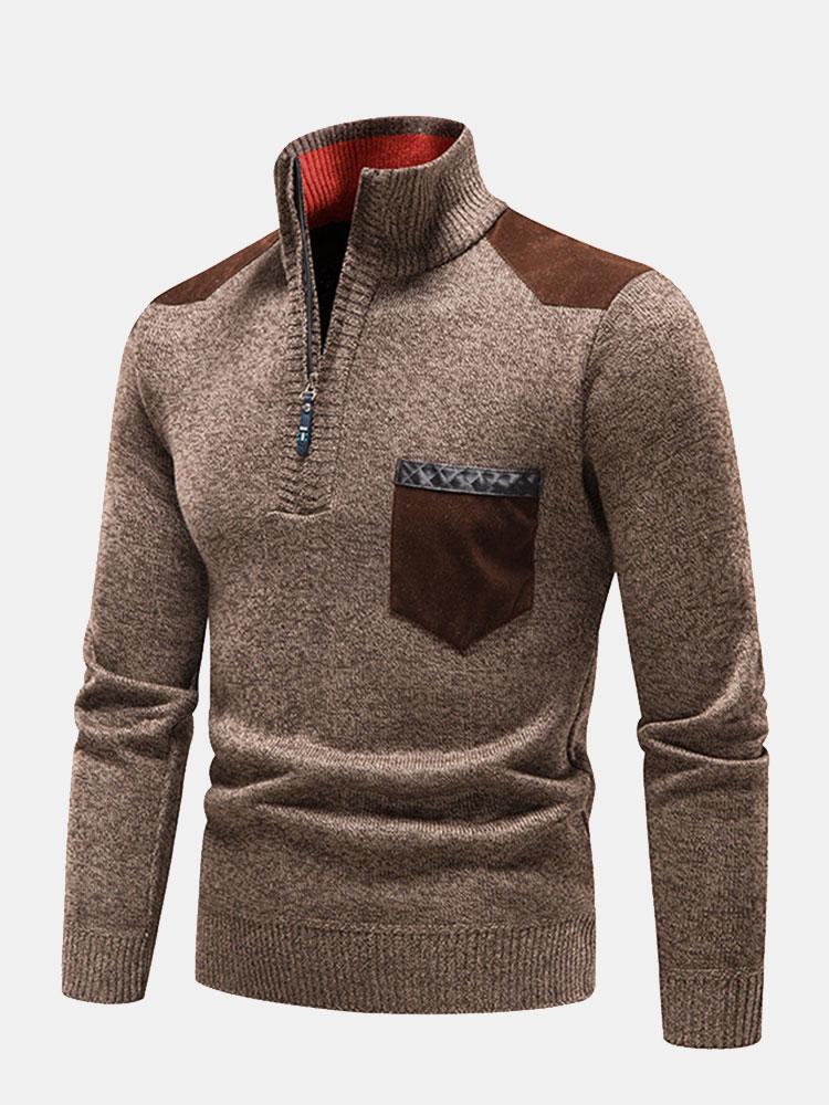 Lorenz | Stilvoller Halb-Reißverschluss-Pullover mit Kontrasttaschen