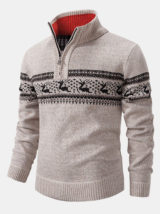 Garry | Stilvoller Elchdruck Viertel-Reißverschluss Pullover für Komfort und Vielseitigkeit