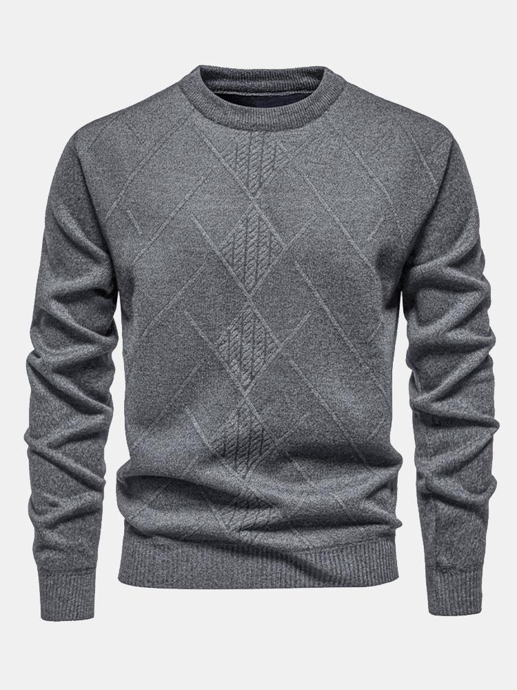 Lester | Stylish Geometric Rhombus Pattern Knit Sweater